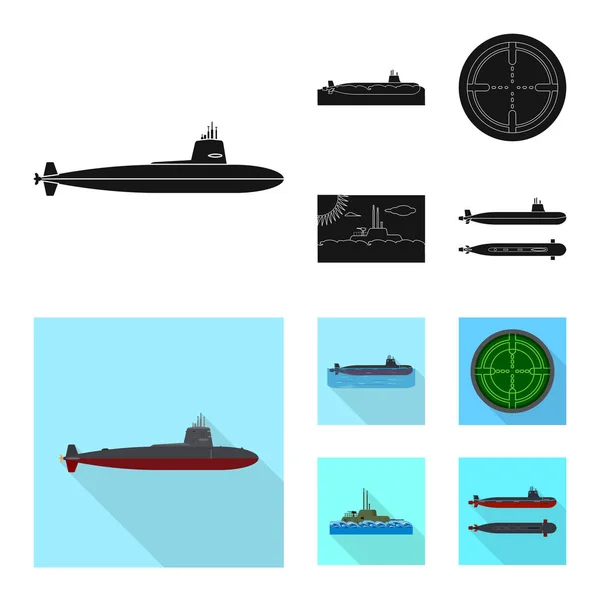 Diseño vectorial de guerra y logotipo del barco. Colección de guerra y flota símbolo de stock para la web . — Vector de stock
