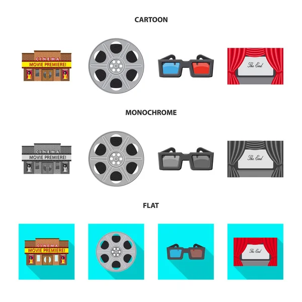Diseño vectorial del icono de la televisión y la filmación. Colección de la televisión y el símbolo de stock de visualización para la web . — Archivo Imágenes Vectoriales