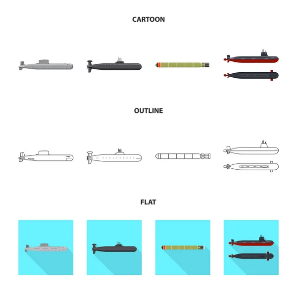 Векторні ілюстрації військового та корабельного знака. Набір символів війни та флоту для Інтернету . — стоковий вектор