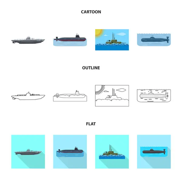 Ilustración vectorial del icono de guerra y nave. Conjunto de guerra y flota símbolo de stock para web . — Vector de stock