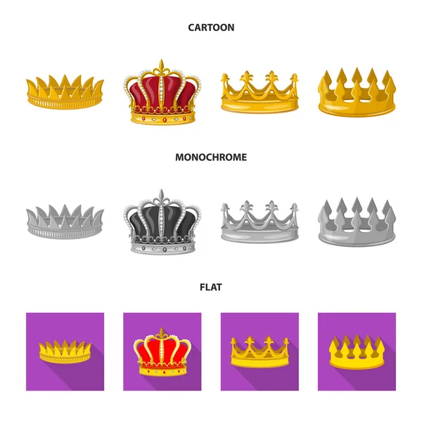 Vector ontwerp van middeleeuwse en adel ondertekenen. Collectie van middeleeuwse en monarchie vector pictogram voor voorraad. — Stockvector