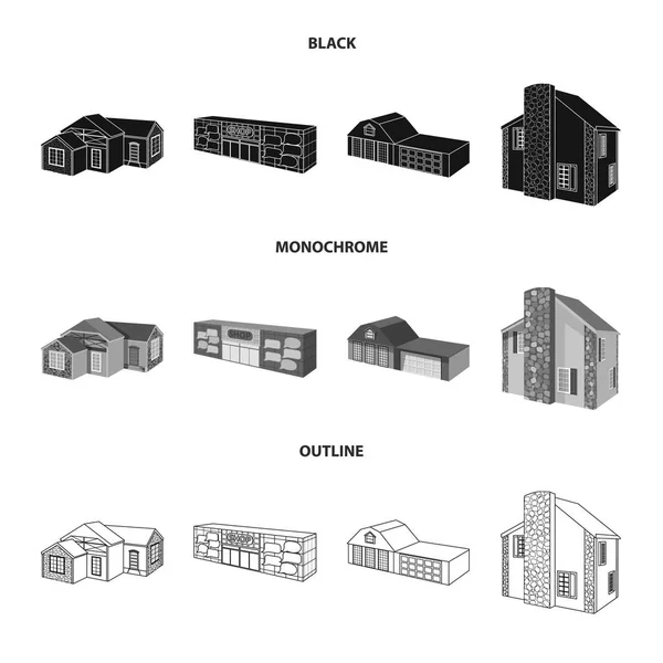 Wektor projekt elewacji i obudowa ikona. Kolekcja elewacji i infrastruktury Stockowa ilustracja wektorowa. — Wektor stockowy