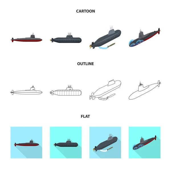 전쟁과 선박 아이콘의 고립 된 개체입니다. 전쟁과 함 대 주식 벡터 일러스트 레이 션의 컬렉션. — 스톡 벡터