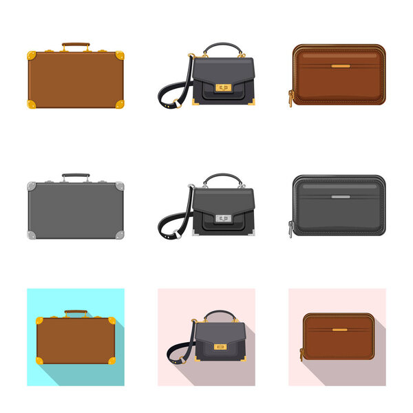 Isolated object of suitcase and baggage logo. Collection of suitcase and journey vector icon for stock.