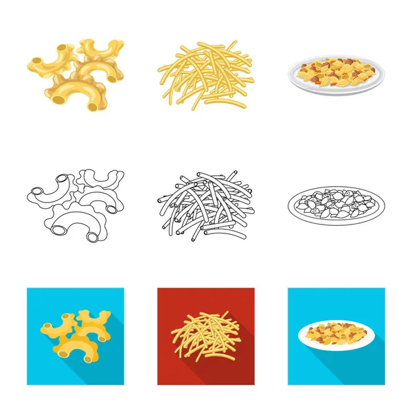 Diseño vectorial de la pasta y el icono de carbohidratos. Colección de pasta y macarrones símbolo de stock para web . — Archivo Imágenes Vectoriales