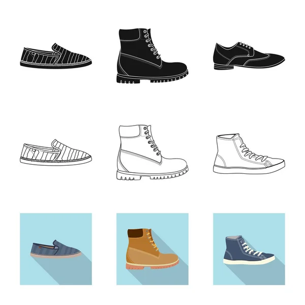 Objet isolé de chaussure et de chaussure signe. Ensemble d'illustration vectorielle de chaussure et de pied . — Image vectorielle
