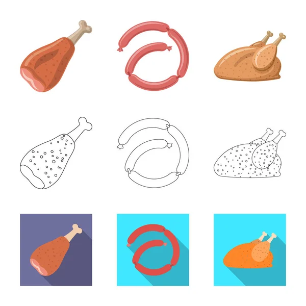 肉和火腿标志的向量例证。收集肉类和烹饪股票符号的网站. — 图库矢量图片