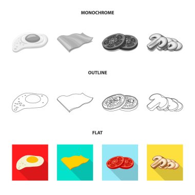 Burger ve sandviç simgesi yalıtılmış nesne. Burger ve dilim hisse senedi vektör çizim seti.