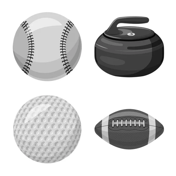 Diseño vectorial de señal de deporte y pelota. Conjunto de deporte e ilustración de vector de stock atlético . — Vector de stock