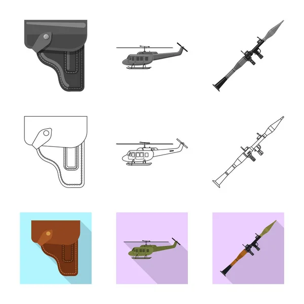 Objeto isolado de arma e ícone de arma. Conjunto de arma e ícone do vetor do exército para estoque . — Vetor de Stock