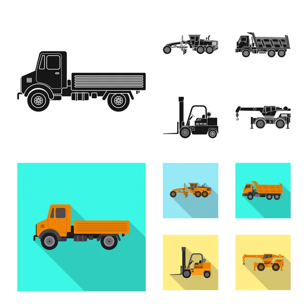 Illustrazione vettoriale dell'icona di costruzione e costruzione. Raccolta del simbolo di costruzione e parco macchine per il web . — Vettoriale Stock