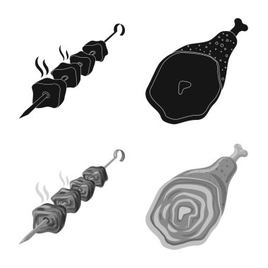 Eti ve jambon logo vektör Illustration. Et ve web için hisse senedi simgesi yemek koleksiyonu.