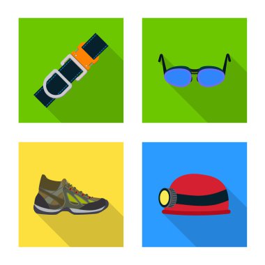 Dağcılık ve en yüksek işareti yalıtılmış nesne. Dağcılık ve kamp set vektör simge stok için.