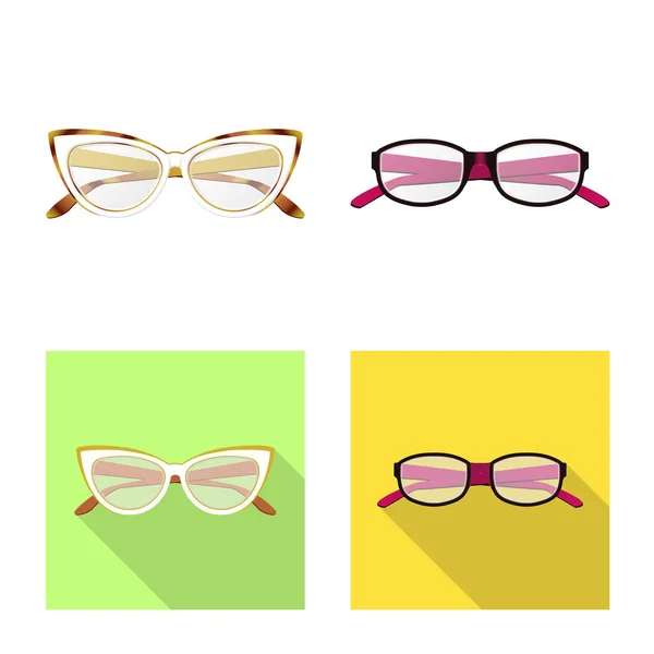 Ilustración vectorial de gafas y marco. Conjunto de gafas y accesorio símbolo de stock para web . — Archivo Imágenes Vectoriales