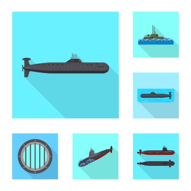 Askeri ve nükleer simge vektör Illustration. Askeri topluluğu ve hisse senedi için gemi vektör simgesi.