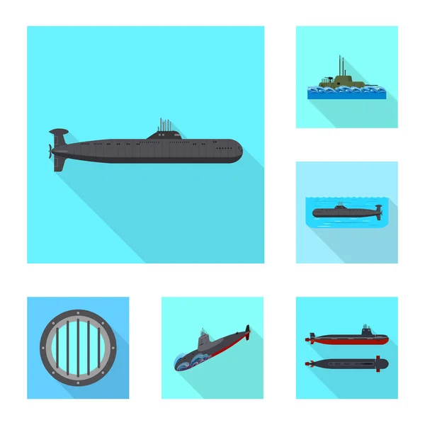 Vektorillustration des militärischen und nuklearen Symbols. Sammlung von Militär- und Schiffsvektorsymbolen für Aktien. — Stockvektor