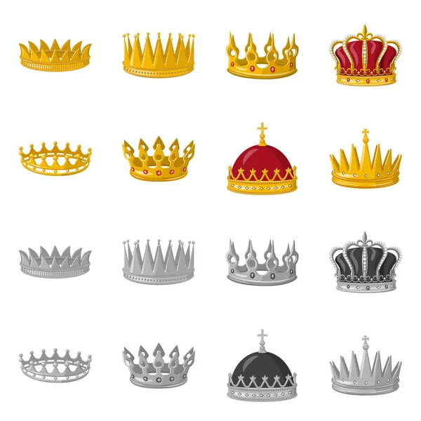 Diseño vectorial de símbolo medieval y nobleza. Conjunto de iconos vectoriales medievales y monárquicos . — Vector de stock