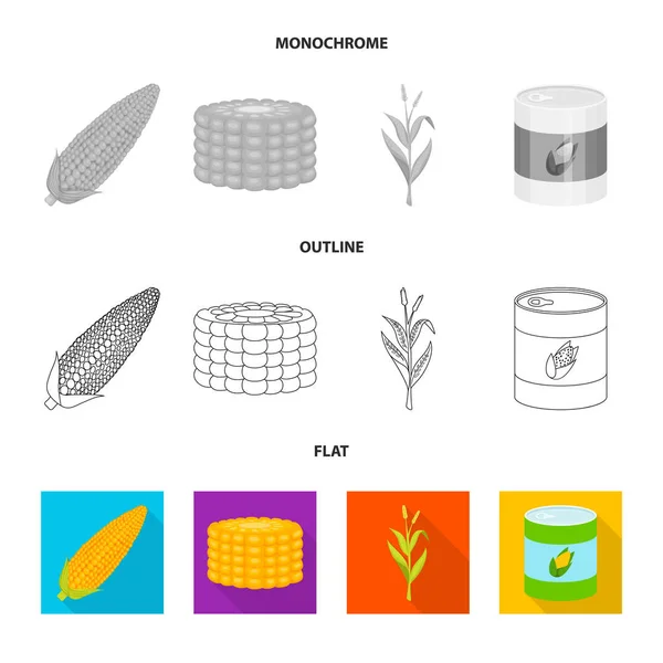 Oggetto isolato di campo di grano e icona vegetale. Set di cornfield e icona vettoriale vegetariana per magazzino . — Vettoriale Stock