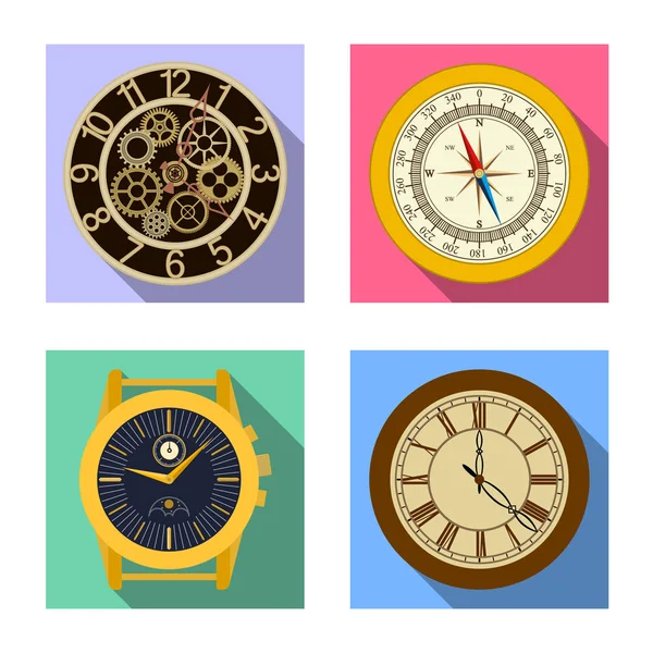 Illustration vectorielle de l'horloge et du symbole horaire. Collection d'horloge et cercle illustration vectorielle de stock . — Image vectorielle