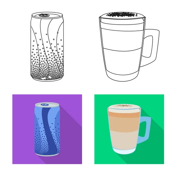 Векторная иллюстрация значка напитка и бара. Набор векторных иллюстраций для напитков и вечеринок . — стоковый вектор