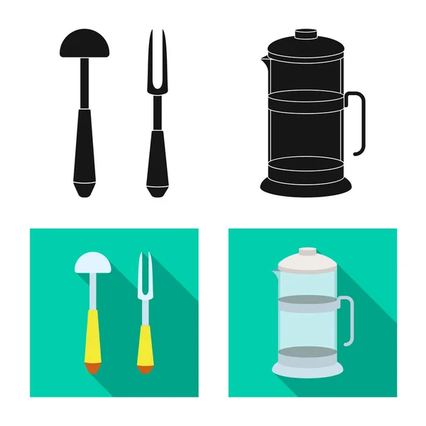 Векторная иллюстрация кухни и символа повара. Коллекция векторной иконки для кухни и бытовой техники на складе . — стоковый вектор