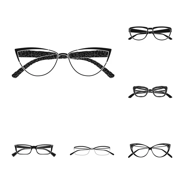 Design vettoriale degli occhiali e dell'icona della cornice. Collezione di occhiali e accessori stock symbol per web . — Vettoriale Stock