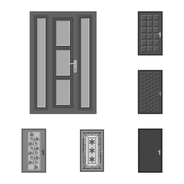 Векторний дизайн дверей і переднього знака. Набір дверних та дерев'яних наборів Векторні ілюстрації . — стоковий вектор