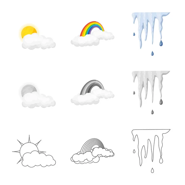 Progettazione vettoriale del clima e del clima simbolo. Set di meteo e cloud stock simbolo per il web . — Vettoriale Stock