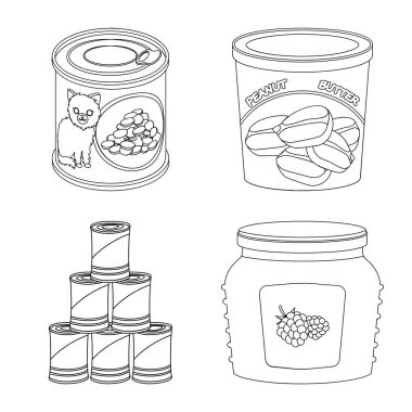 Can ve gıda simge vektör Illustration. Can ve paket stok vektör çizim seti.