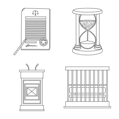 Hukuk ve avukat simge vektör Illustration. Hisse senedi için hukuk ve adalet vektör simge kümesi.