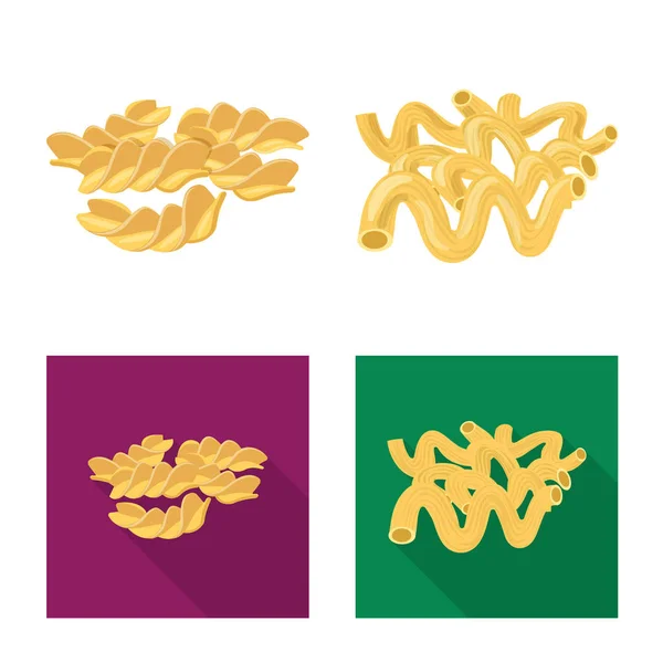 Design vettoriale della pasta e del logo dei carboidrati. Set di icone vettoriali pasta e maccheroni per brodo . — Vettoriale Stock