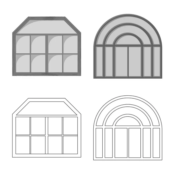 Diseño vectorial de la puerta y el icono frontal. Conjunto de puerta e icono de vector de madera para stock . — Vector de stock