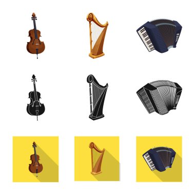 Müzik ve melodi logo vektör Illustration. Hisse senedi için müzik ve araç vektör simgesi topluluğu.