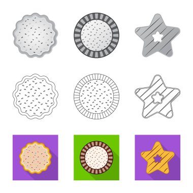 Bisküvi ve kek logo vektör Illustration. Bisküvi ve çikolata hisse senedi simgesi web için kümesi.