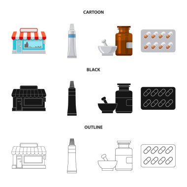 Eczane ve hastane işareti vektör tasarımı. Eczane ve iş vektör simgesini hissenin topluluğu.