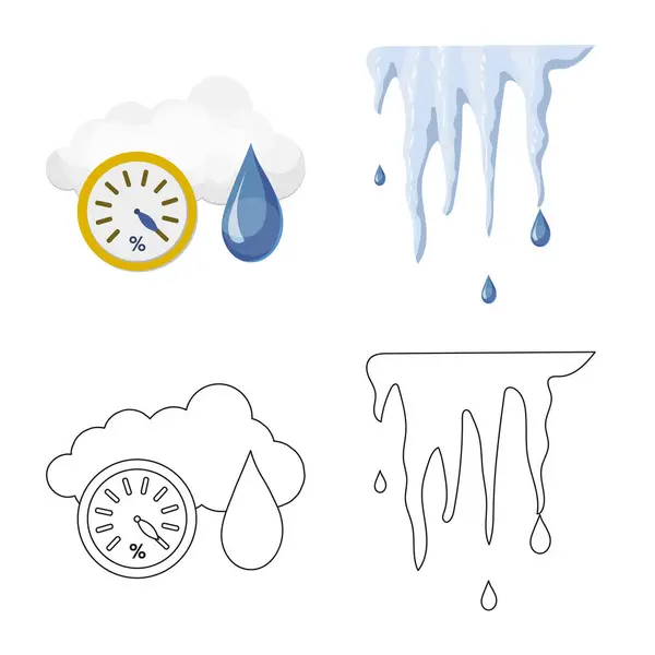 Illustrazione vettoriale del clima e del segno climatico. Raccolta di icone meteo e vettoriali cloud per stock . — Vettoriale Stock