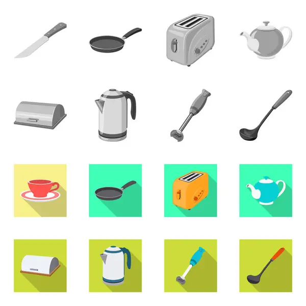 Design vettoriale della cucina e simbolo del cuoco. Set di cucina e elettrodomestici simbolo stock per il web . — Vettoriale Stock