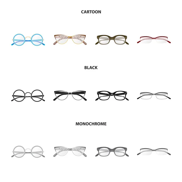 Objet isolé de lunettes et icône de cadre. Jeu de lunettes et accessoire stock symbole pour web . — Image vectorielle