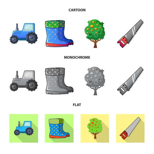 Projeto vetorial de fazenda e símbolo de agricultura. Coleta de símbolo de estoque de fazenda e de fábrica de web . — Vetor de Stock
