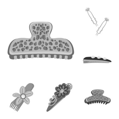 Vektör çizim kuaförlük ve hairclip işareti. Güzellik ve moda stok vektör çizim seti.