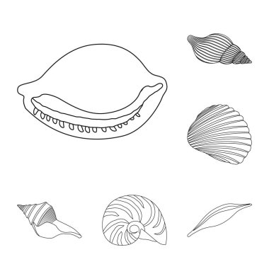 Egzotik yalıtılmış nesne ve deniz ürünleri oturum açın. Egzotik ve su hisse senedi vektör çizim topluluğu.