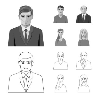 Saç modeli ve meslek simge vektör tasarımı. Hisse senedi için saç modeli ve karakter vektör simge kümesi.