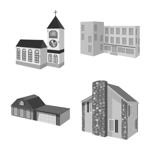 Ilustración vectorial de arquitectura y símbolo del patrimonio. Conjunto de arquitectura e icono de vector de vivienda para stock . — Vector de stock