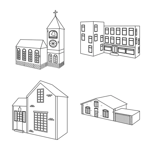 Vektor-Illustration von Stadt und Bauschild. Set von Stadt- und Immobilienaktienvektorillustration. — Stockvektor