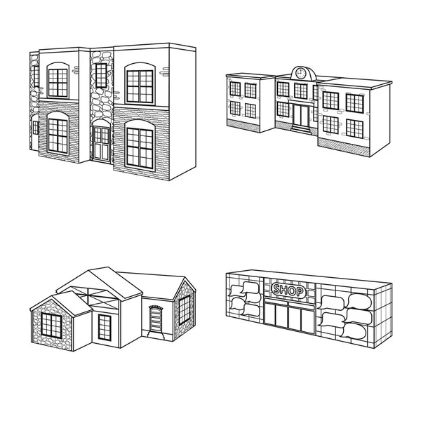 Vektorillustration av staden och konstruktion-ikonen. Samling av staden och estate aktiesymbol för webben. — Stock vektor