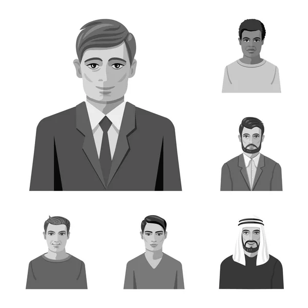 Objeto aislado del icono de cara y persona. Conjunto de cara e icono de vector de retrato para stock . — Vector de stock