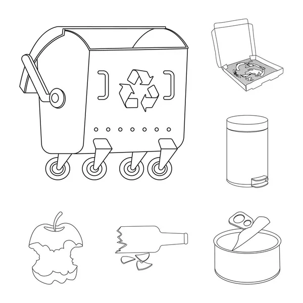 Objeto aislado de basura y símbolo de ecología. Recolección de basura y reciclaje icono de vector para stock . — Vector de stock