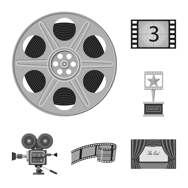 Geïsoleerde object van cinematografie en studio logo. Collectie van cinematografie en filmen vector pictogram voor voorraad. — Stockvector