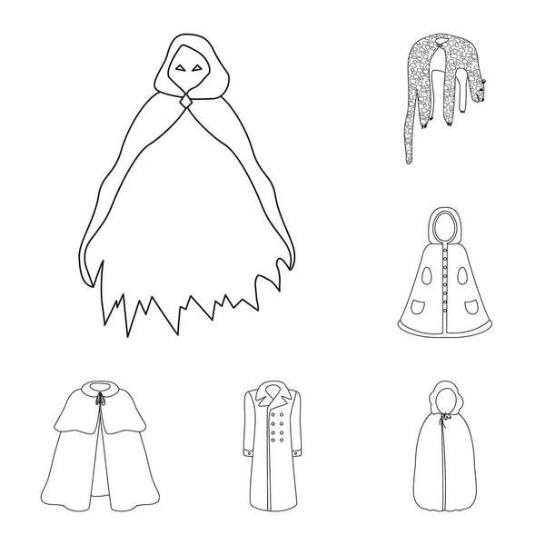 Design vettoriale dell'abito e del segno dell'indumento. Set di vestaglia e icona vettoriale stoffa per magazzino . — Vettoriale Stock