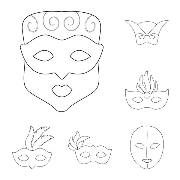 Vector illustration of masquerade  and mystery symbol. Collection of masquerade  and festival stock symbol for web. — Stock Vector